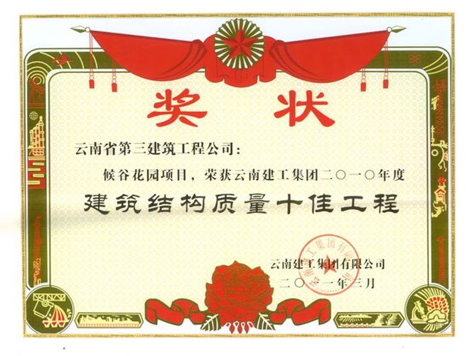侯谷花園集團項目獲建筑結構質量十佳獎